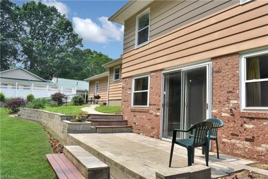 Backyard features 2 patios with a nice walkway and