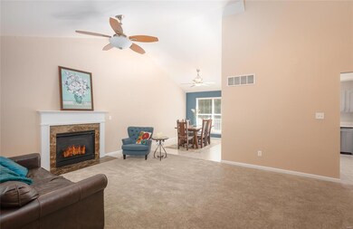 2 story great room with fireplace