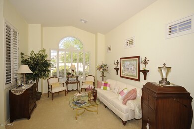 Living room with plantations shutters