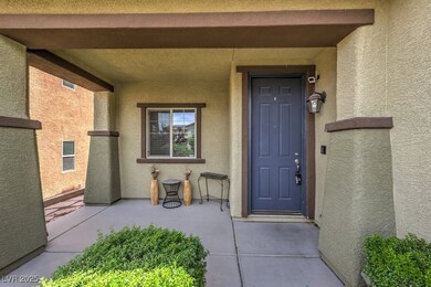 Property entrance with stucco siding