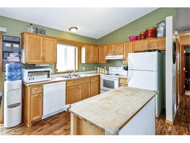 Very nice sized kitchen looking over the private b
