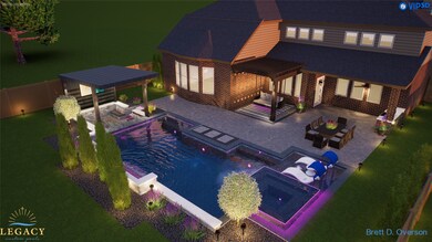 This rendering here showcases how even with an expansive backyard oasis as this one, there is still plenty of space surrounding the pool leaving ample space for your other backyard needs!