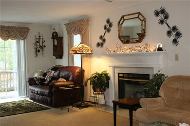 Spacious living room with gas fireplace