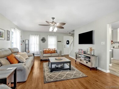 Spacious family room with French doors.
