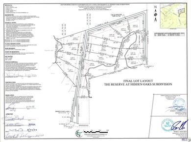 Lot Layout for the Reserve at Hidden Oaks Subdivis