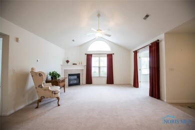 Large living room with gas fireplace
