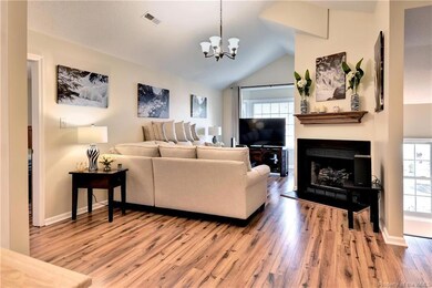 The light and airy great room with cathedral ceili