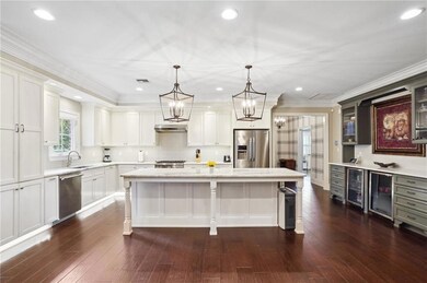 Gorgeous kitchen island and custom built in buffet