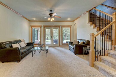 Formal living with wall of glass, crown molding, c