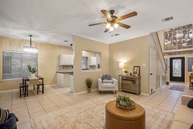 Peek from the living room into the cozy eat-in din