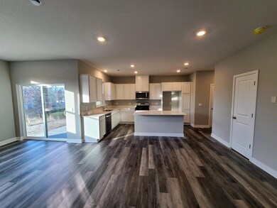 Open first floor plan.  Photo is of actual home.