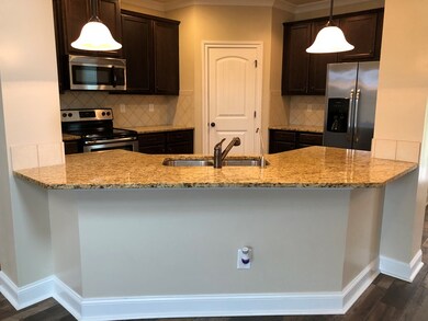 Granite countertop breakfast bar