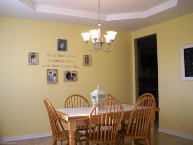 The formal dining room with tray ceiling provides 
