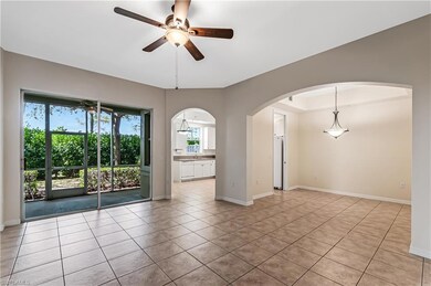 Spacious living/dining room with tile floor