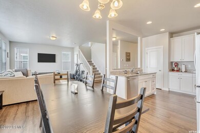 dining and great room from kitchen