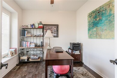 First floor office, bench bay window.