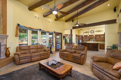 Family Room with Exposed Beams