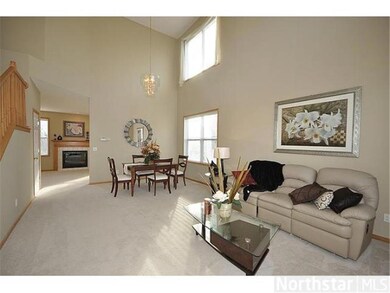 Entrance view of the living room and dining room.