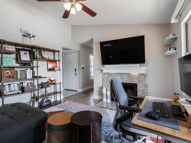 Cozy up near the fireplace to watch your favorite 