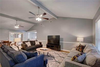 Generously sized great room with vaulted ceiling