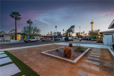 View of yard at dusk