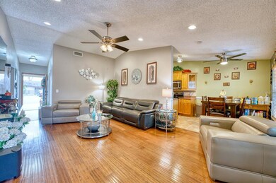 Living area with view of Eat-in kitchen