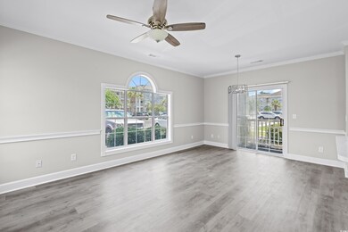 Spare room with dark hardwood / wood-style floors,