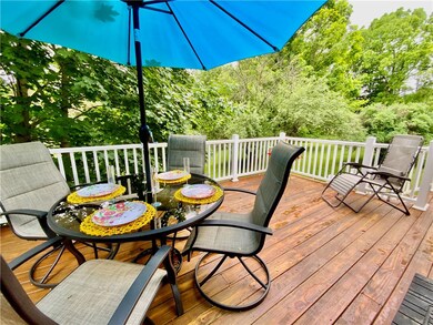 Outdoor dining area with a view.