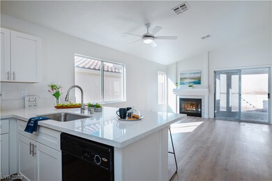 Kitchen peninsula with new quartz countertops