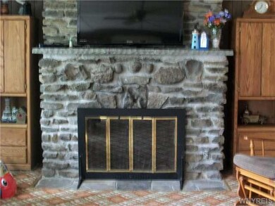 Living Room Stone Fireplace
