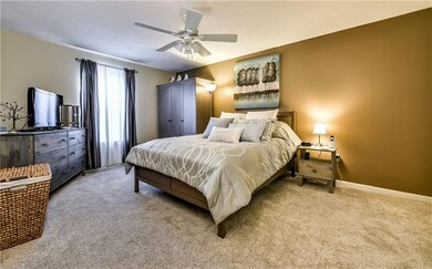 Oversized master bedroom easily fits a king sized 