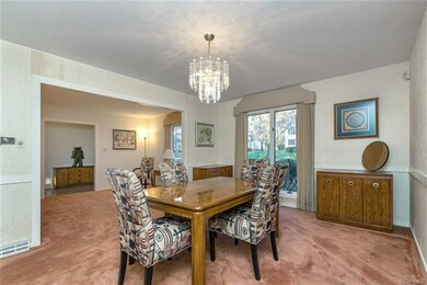 Large dining room with chair rails