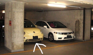 Parking spot with the Yellow Volkswagen