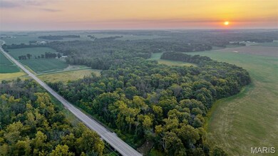 Aerial view at dusk of a view of rural / pastoral area and agricultural area