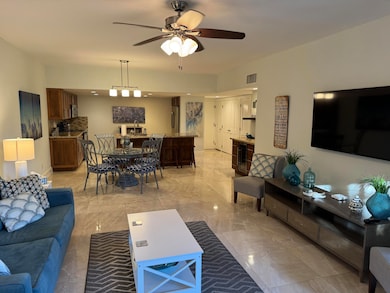 Living room into kitchen