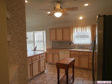 The kitchen is open and spacious with lots of coun