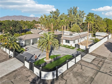 Aerial perspective of suburban area with mountains