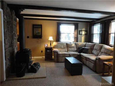 Family Room Wood stove keeps the family room cozy