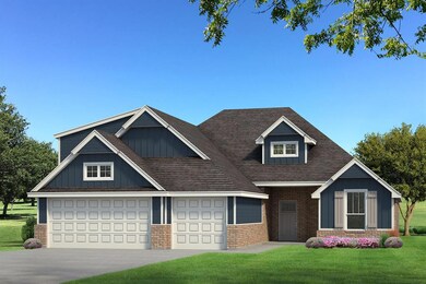 View of front of property with board and batten siding, a garage, driveway, and a front lawn