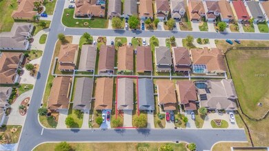 Aerial of house. Property outlined in Pink