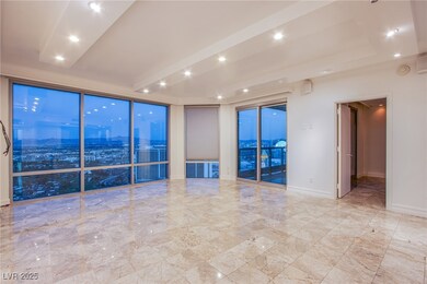 Unfurnished room featuring recessed lighting, marb