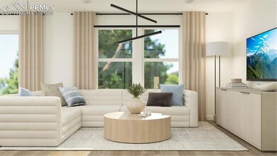 Living room with light hardwood / wood-style floor