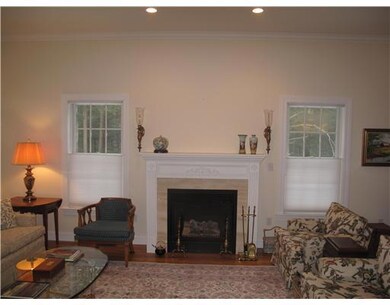 Living Room. Gas fireplace, view to...