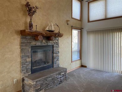 Gas fireplace with stone accents