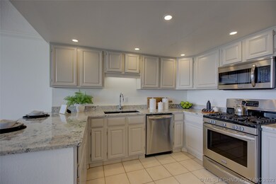Open design kitchen with views.