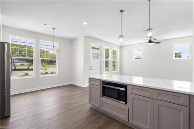 entry, kitchen, living room