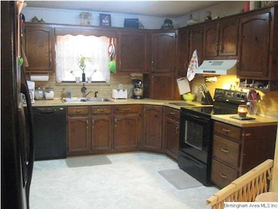 Kitchen view from dining room - lots of cabinets