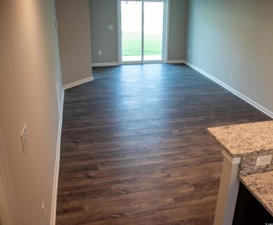 Empty room with dark wood-type flooring