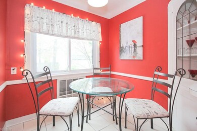 Eat - n kitchen with built in wall cabinet.