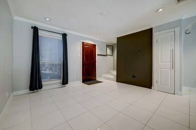 View from breakfast bar to the living room and fro